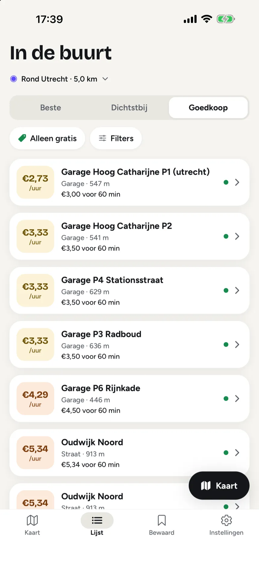 Parkhelder: nearby garages sorted by price