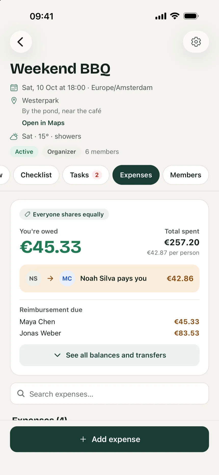 Planneryo: shared expenses and who owes whom